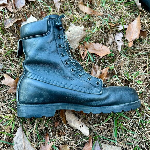 Vintage 1990s Ranger Firefighter Boots Size 10 W Black Leather Zipper Lace Up - Picture 10 of 16